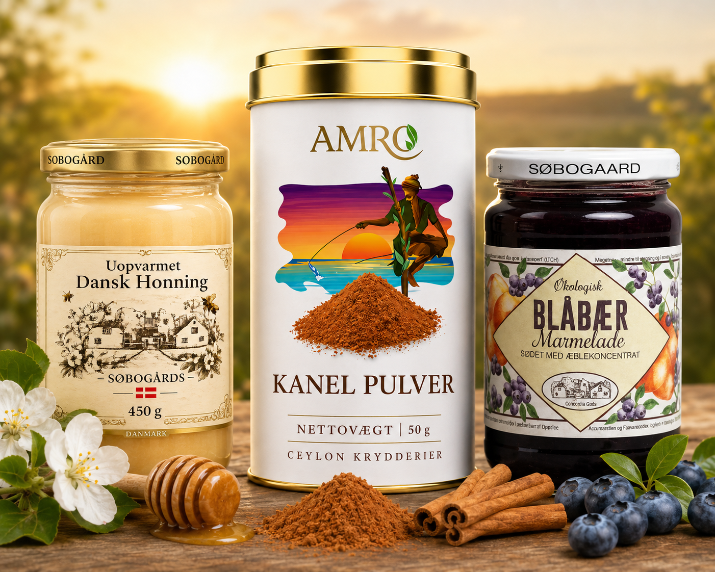 Morgenhygge Pakke – Honning, Blåbærmarmelade & Ceylon Kanel - Billede 2