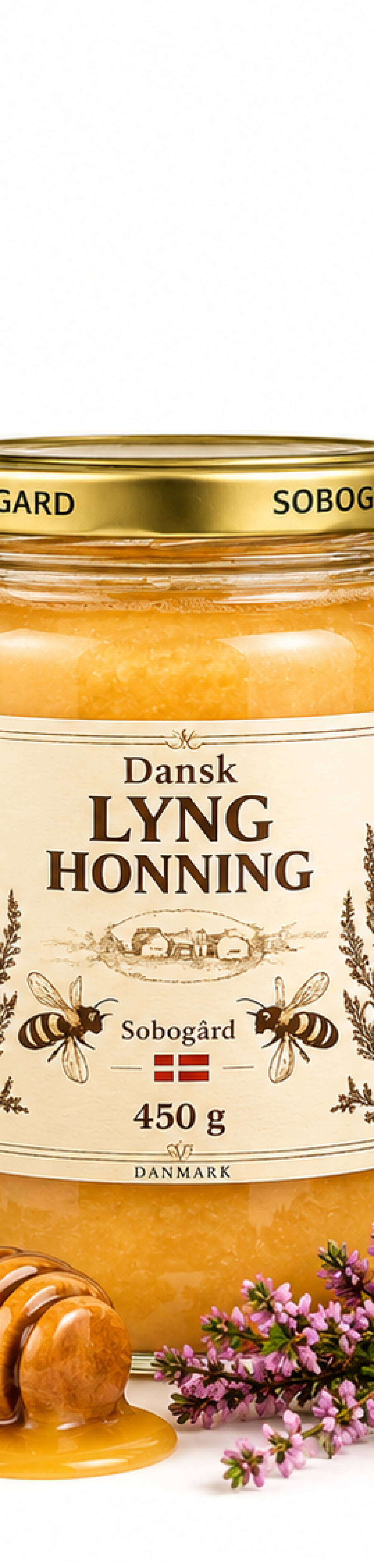 Dansk sommer gavepakke med lynghonning, marmelade og hyldeblomstdrik